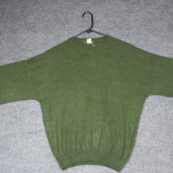 Vintage Alpaca Wool Sweater Green Crew Neck Knit Mens Size Medium - Picture 2 of 7